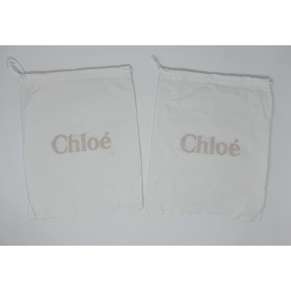 Chloe Lot of 2 White Drawstring Dust Bags Travel Shoes Purse Storage 13.5”x12”